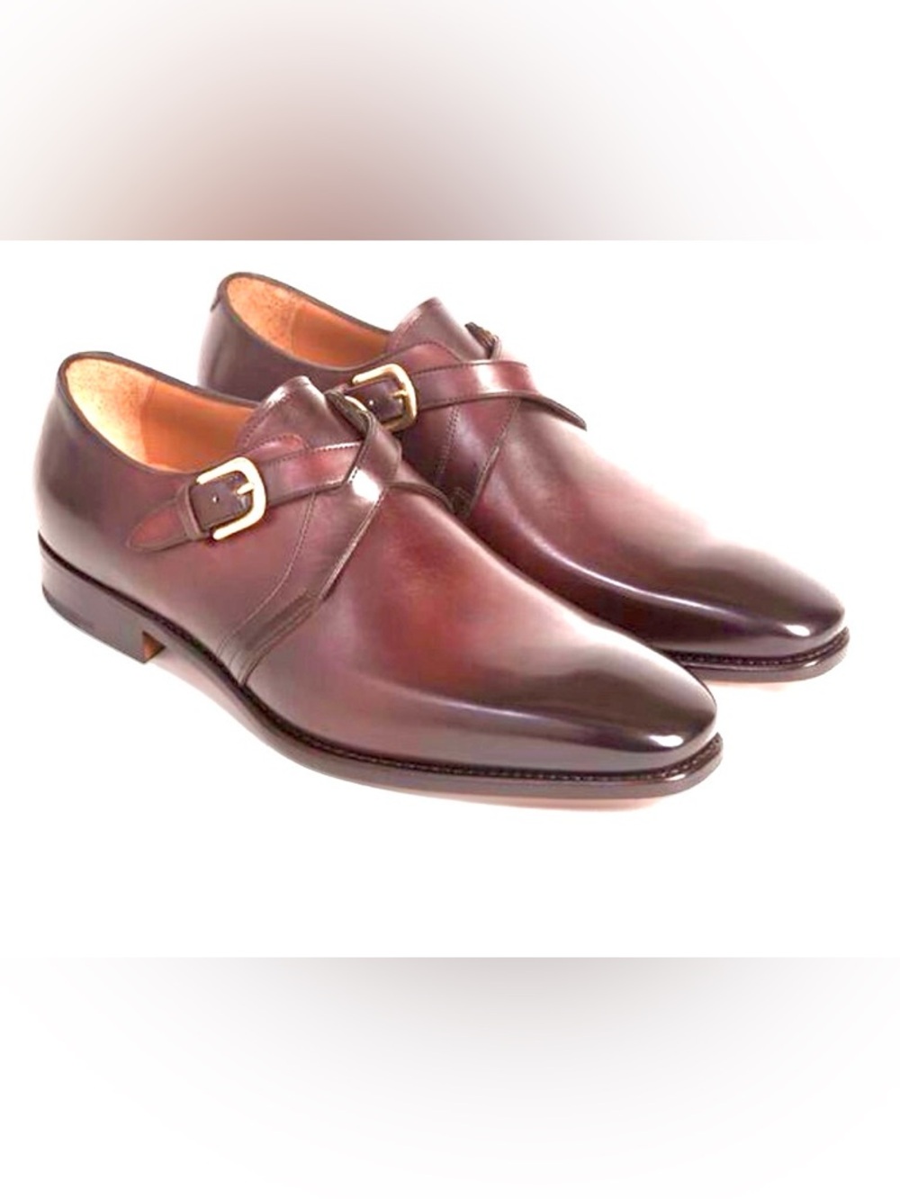 New! Paul Stuart Footwear Galante Double Cross Monk Strap US 7